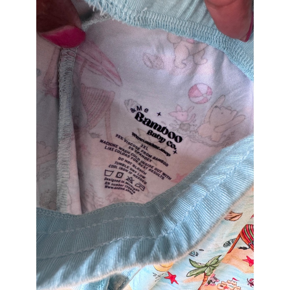 &Me Bamboo Baby Co Winnie the Pooh Beach Pajama Shorts Blue 3XL - Picture 2 of 5